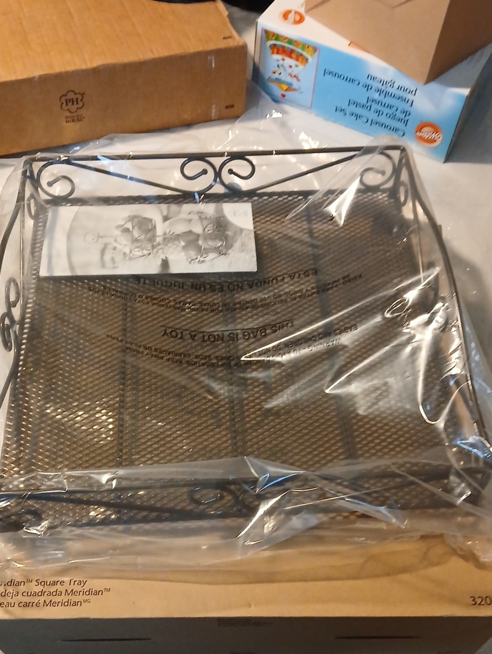 Princess House Black Metal Mesh Square Vanity Tray w Scrollwork- Meridian 3207
